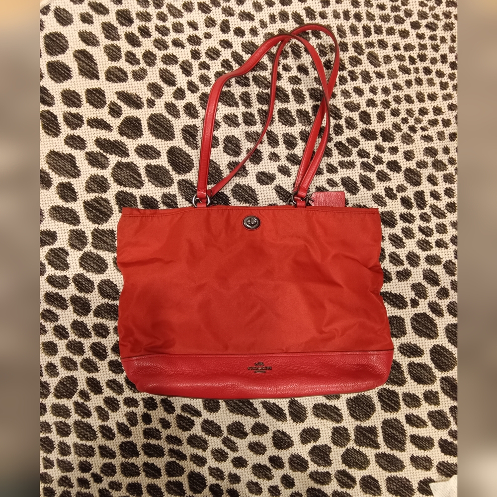 Coach Red Women's Nylon Carryall Bag